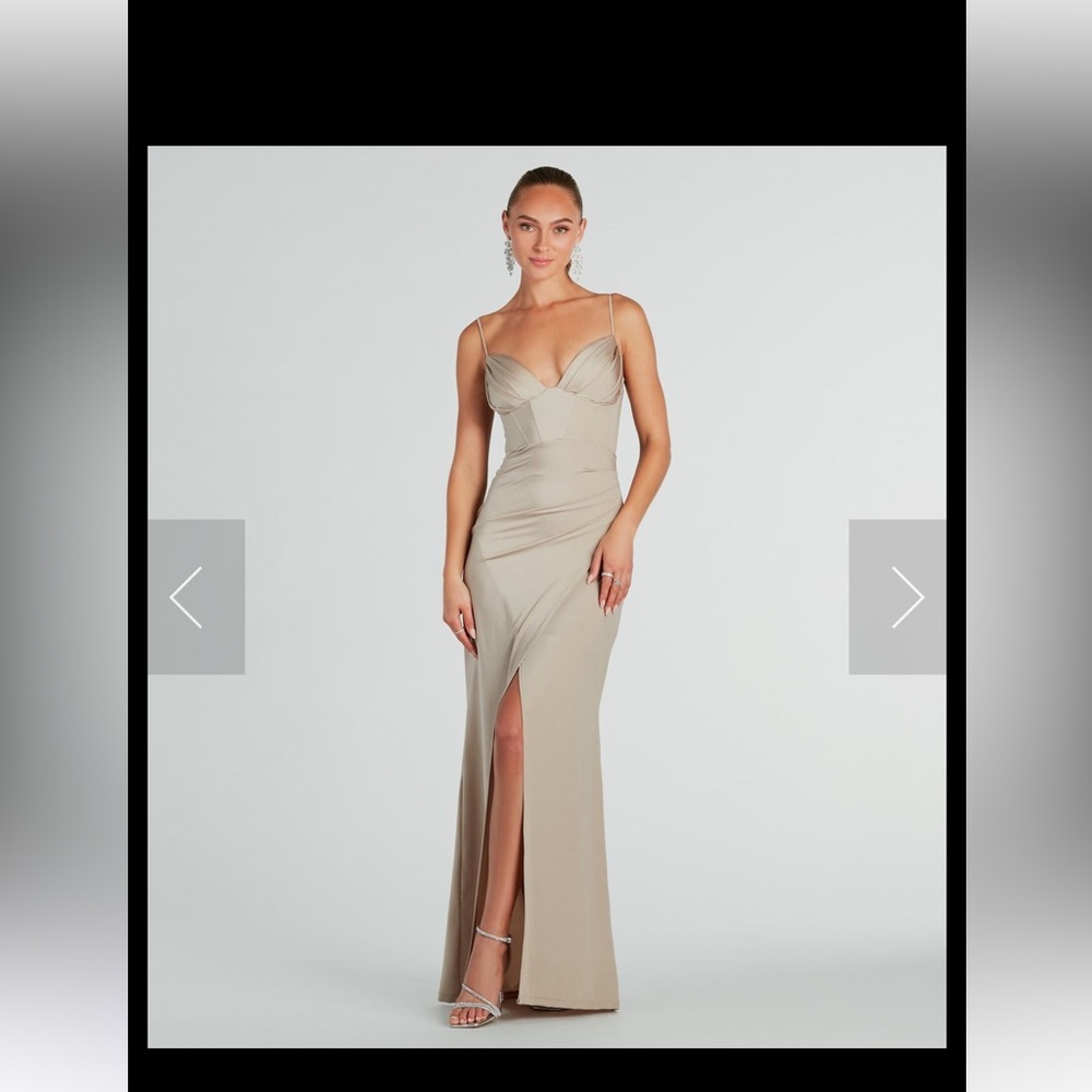 Windsor satin side slit dress